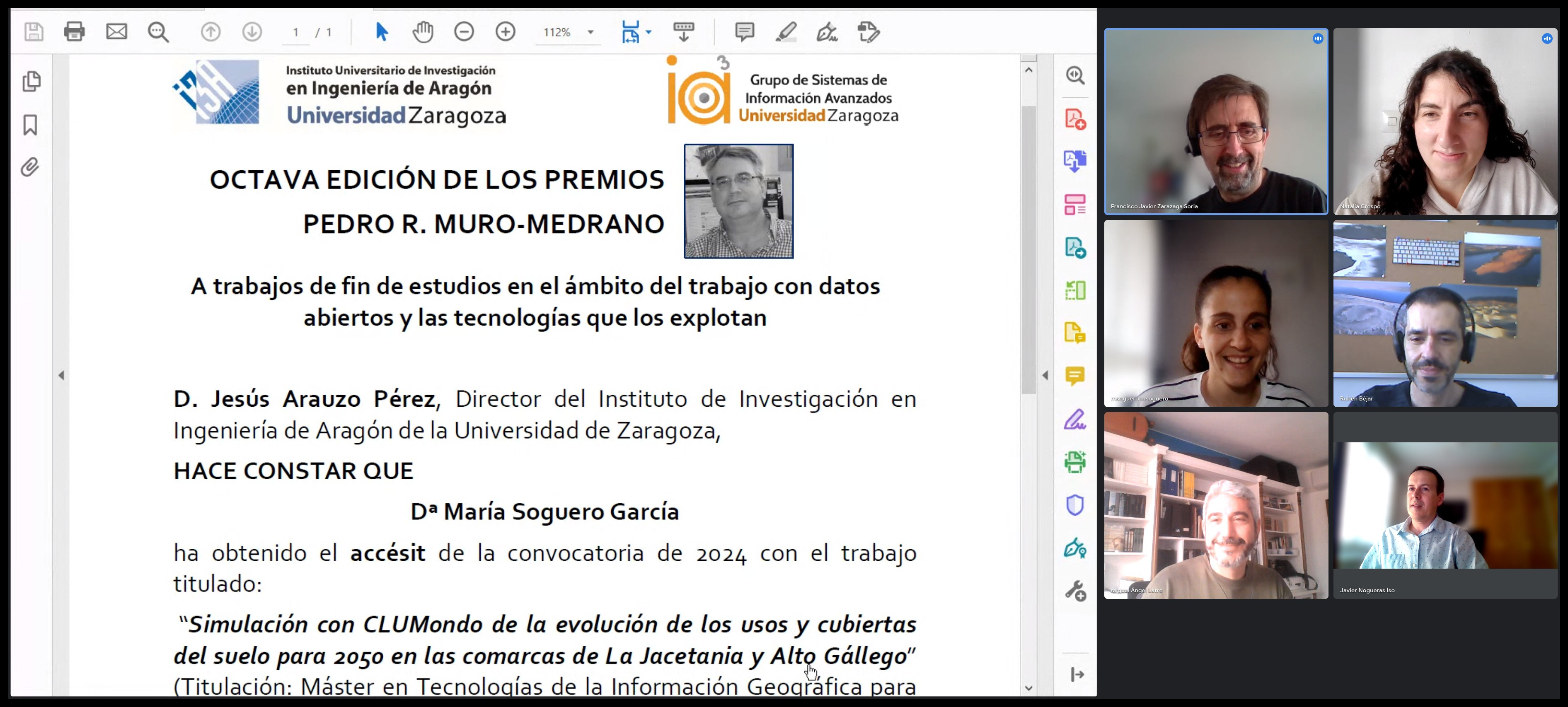 Entrega del premio a María Soguero